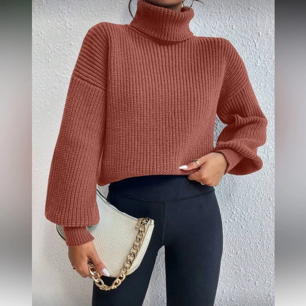 Dusty Rose Turtleneck Sweater